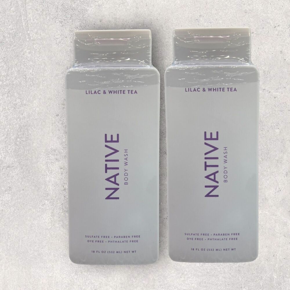 2 x Native Body Wash LILAC & WHITE TEA Sulfate Free 18 Fl Oz EA